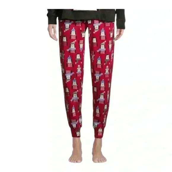 Secret Treasures Women’s Sz M 8 Pajama Pants Joggers Penguin Red Soft pre-loved - Picture 1 of 5